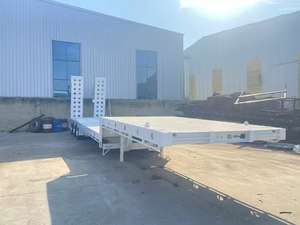 Carga pesada, 50 toneladas, 60 toneladas, dimensiones de remolque de cama baja para transporte de maquinaria/remolques de maquinaria de máquina de perforación de pozos de cama baja - Product Image 2