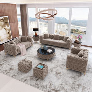 <span class=keywords><strong>NOVA</strong></span> Nordic Luxury Lounge Sala de estar Sofá 2 + 1 + 3 Tapizado Tela de terciopelo verde Sofá Chesterfield Conjunto de muebles seccionales - Product Image 5