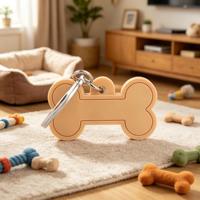 Pendentif en silicone personnalisé en forme d'os avec motifs de dessins animés, logo personnalisé, pour carte d'identité, étiquette pour animal de compagnie en silicone de qualité alimentaire, toutes saisons