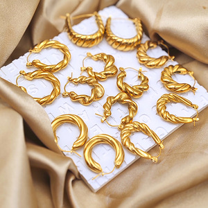 Pendientes de Aro Trenzados de Acero Inoxidable, Chapados en Oro y Plata, Modernos e Hipoalergénicos para Mujer, UIONEN 455 - Product Image 3