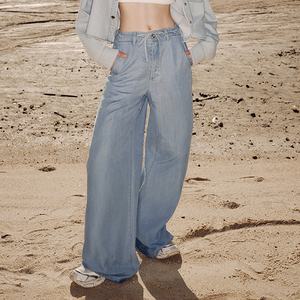 <span class=keywords><strong>Pantalones</strong></span> Vaqueros Holgados de Lyocell Suave y Ecológico de Fábrica Personalizada LARSUR, <span class=keywords><strong>Pantalones</strong></span> de Mezclilla Rectos y Desgastados para <span class=keywords><strong>Mujer</strong></span> - Product Image 1