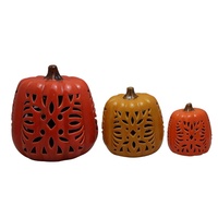 Citrouille LED en céramique ajourée, lanterne en porcelaine à motifs variés, décoration d'automne et d'Halloween au design personnalisé