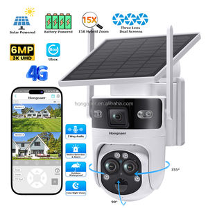 Hongnaer 6MP <span class=keywords><strong>3</strong></span> Objektiv 15X Zoom Drahtlose 4G Solar panel betriebene Kamera Ubox Outdoor Surveil 4G Sim Card Security Solar CCTV-Kamera - Product Image 1