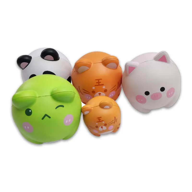 Factory Custom Logo Size Kawaii Animal Cute Style Bouncing balls Rubber PU High Bouncy Balls Toy Jumping Balls