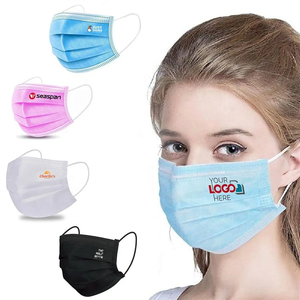 Masker Wajah Sekali Pakai 3 Lapis Non-woven dengan Tali Pengikat Telinga dan Pencetakan Logo Kustom - Product Image 1