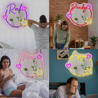 Enseigne néon LED personnalisée avec nom, cœur et étoile en acrylique, idéale pour la décoration murale de chambre et comme cadeau d'anniversaire