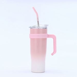 40oz Travel <b>Car</b> Ice Bully Handle <b>Mug</b> Vacuum Tumbler Lid Straw Non-Slip Base OEM ODM Custom Design - Product Image 5