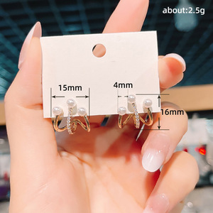 Orecchini a Gancio Curvo con Effetto Perla per Donne, Stile Francese, Eleganti Accessori di Moda per Uso Quotidiano - Product Image 3
