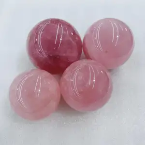 Atacado esfera de quartzo rosa estrelas naturais brilhantes, esfera de quartzo rosa brilhante para decoração de casamento e presentes