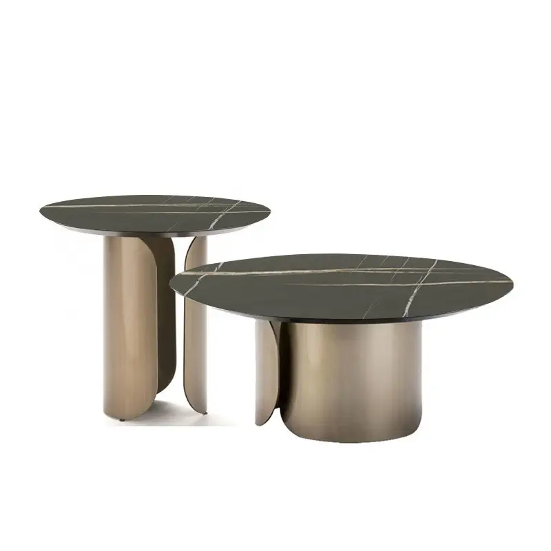 תפור לפי מידה מתכת מסגרת קפה שולחן מודרני פשטות עגול קפה שולחן השיש באיכות גבוהה קפה שולחנות