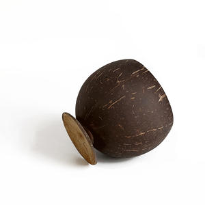 하이 퀄리티 플랫 바닥 웰 스탠드 코코넛 컵 사용자 정의 로고 OEM 포장 코코넛 쉘 그릇 - Product Image 4