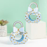 Bonbons à pois avec boîte à bonbons de mariage à la main mignon arc emballage cadeau boîte de papier bébé douche sucette boîte de chocolat