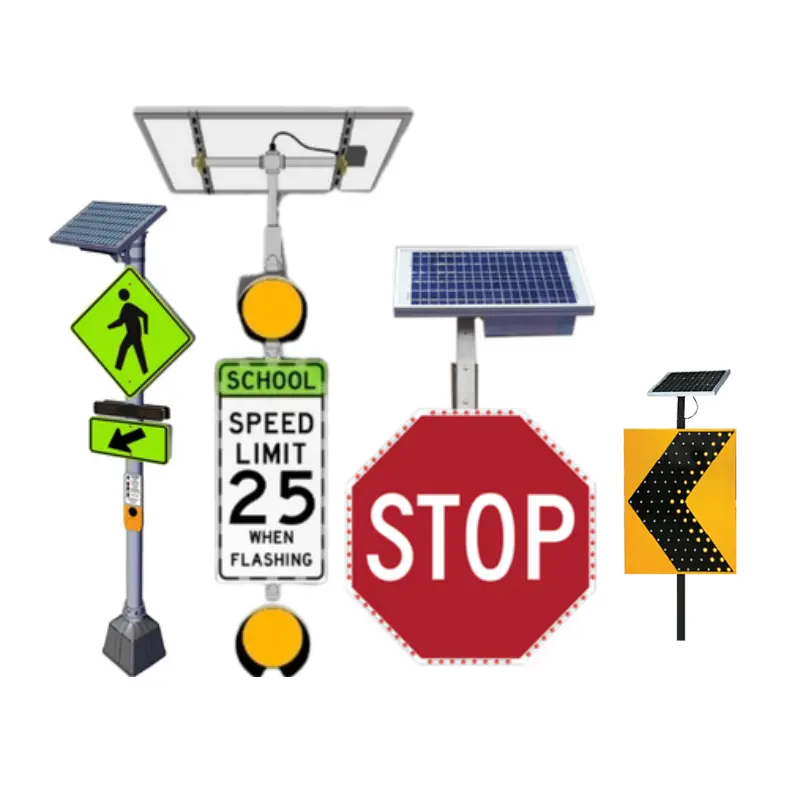 Solar powered blink flashing electronic led traffic chevron solar road warning signage led arrow stop signs board factory price
