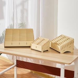 Desktop Multi Compartment Wooden Storage Box Solid Wood Square Office Organizer Phone Box With Tempered <b>Glass</b> Screen <b>Protector</b> - Product Image 3
