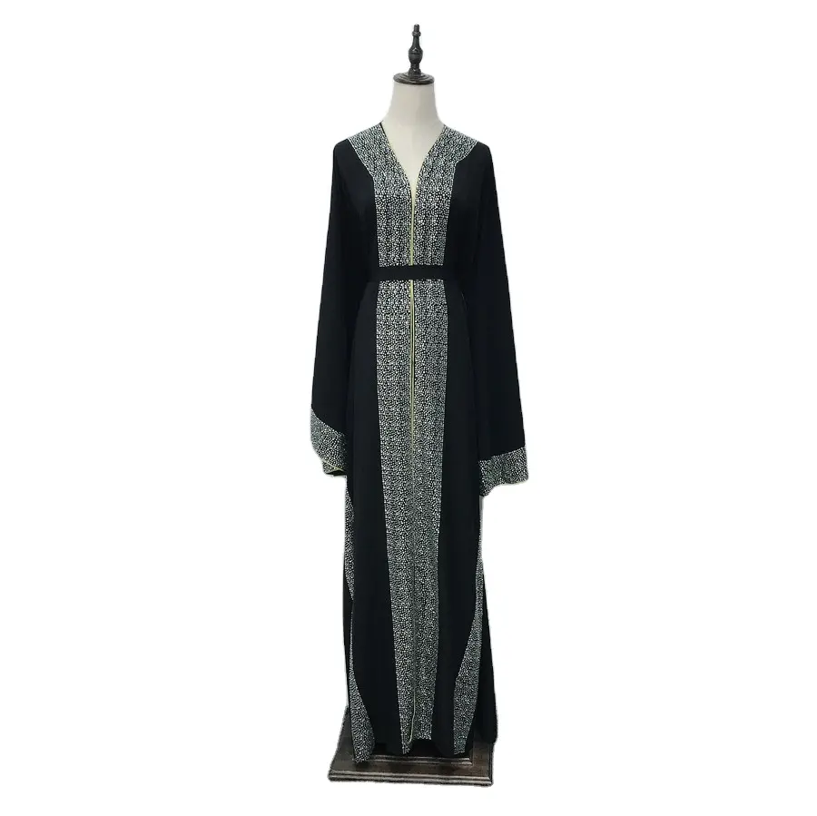 Neueste neue Designs Strickjacke Islamische Kleidung Mode Front Open Arabischer Stil Dubai Muslim Kleid Abaya