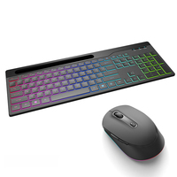 106 Layout RGB Backlit 2.4G Wireless Membrane Keyboard Mouse Combo with 1600 DPI Silent Rechargeable Battery Tablet Phone Holder