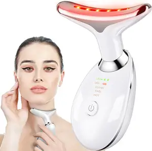 Rejuvenecimiento de la piel con luz roja LED HSKOU para cara y cuello, dispositivo de ajuste de arrugas en el cuello CE terapia con cargador USB para cara, 7 colores