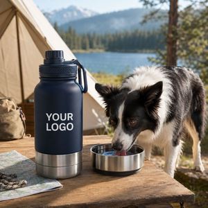 Conteneur personnalisé pour l'eau et la nourriture des animaux de compagnie, en acier inoxydable, kit de voyage pour chien, cadeau pour événement d'entreprise - Product Image 1