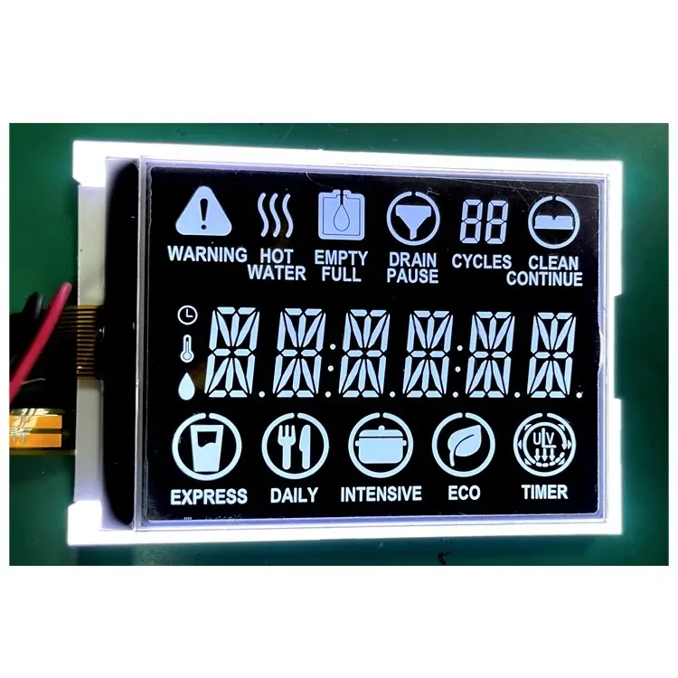 Módulo de 7 y 16 segmentos de contraste alto, conector FPC personalizado, pantalla LCD COG, termostato VA, pantalla LCD con retroiluminación, negro