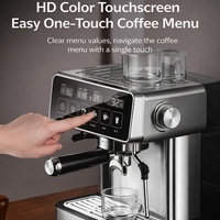 Machine à expresso semi-automatique professionnelle 20 bars, commande manuelle, boîtier en acier inoxydable, moulin à café réglable