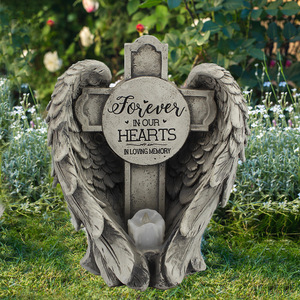 <b>Angel</b> <b>Wings</b> Cross Resin <b>Candle</b> Holder Commemorative Plaque Home Decoration - Product Image 2
