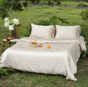 Luxury Bamboo Home Textile Bedding Set 100% Organic 300TC 60S Set 4PCS Beige Pillow case Duvet <b>Cover</b> Fitted <b>Bed</b> Sheet Soft - Product Image 1