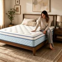 Matelas Hybride de Luxe Grand Lit 25cm avec Mousse à Mémoire de Forme Gel et Ressorts Ensachés, Housse Tricotée Rafraîchissante pour Villa, Chambre Standard, Durable