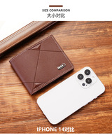 Dompet pendek kulit PU pria, kpurse koin Multi kartu, kasual tipis tiga lipat Horizontal untuk lelaki muda