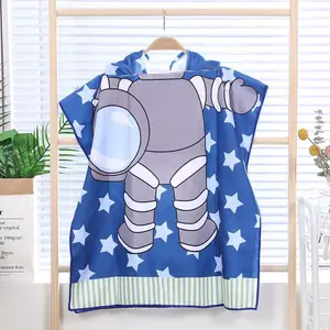 Children's Cape Bath Towel For 2-10 Years Old Kids Cartoon Quick-dry Printed Cape Bath Robe Absorbent Micro Fiber Beach Towels