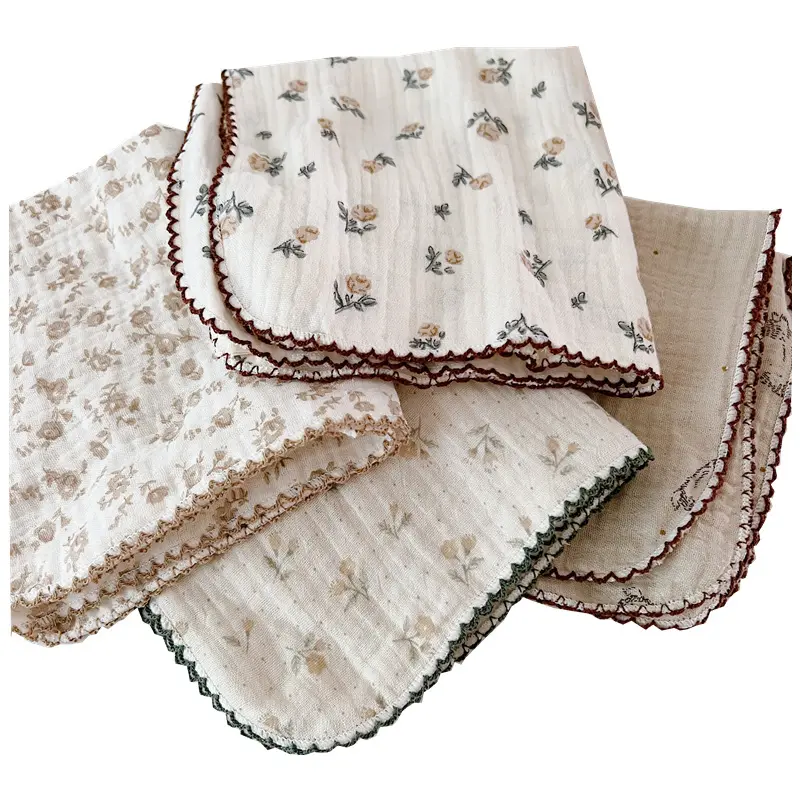 Baby Towel Muslin Face Cloth Handkerchief 100%Organic Cotton Baby Towel Set Soft Saliva Bib Washcloth for Newborn Gift