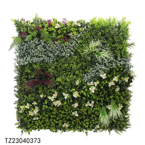 Parede de grama artificial retardante de fogo personalizada Tizen e painéis de parede florais artificiais com parede de grama DIY para interior e exterior