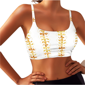 Wholesale Custom Women's High Support Comfortable Elastic Sports <b>Bras</b> Hawaii Puakenikeni Flower Pattern Print Four-Way <b>Stretch</b> - Product Image 1