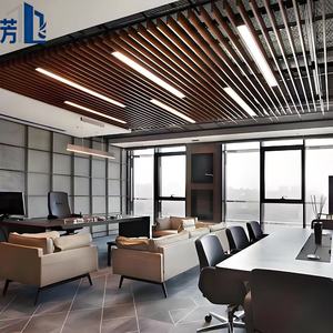 铝方管U型木纹吊顶砖防火粉末涂层悬挂式酒店大厅室内装饰 - Product Image 5