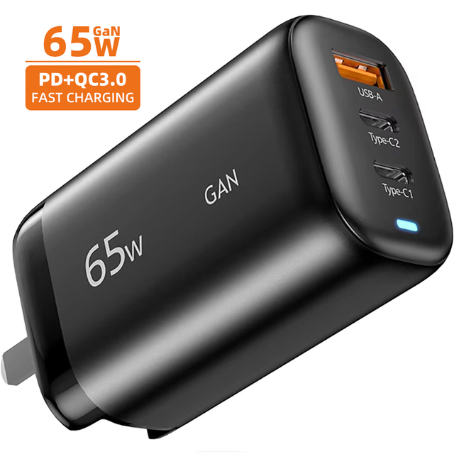 Real 65W GaN Quick Charger PD QC3.0 USB Type-C Fast Charging Laptop Notebook Power Adapter for Iphone 15 14 MacBook Samsung
