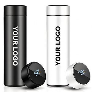 Intelligent 500ml 304 Stainless Steel Water Bottle with LED Display Screen Direct Drinking Outdoor Travel <b>Smart</b> Thermo Design - Product Image 1
