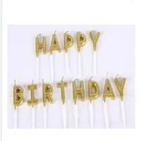 נרות יום הולדת שמח מכתב זהב ציפוי זהב חמוד עוגת קישוט מסיבת ילדי נר