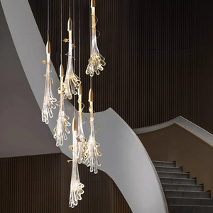 Luz colgante de cristal LED directa de fábrica para escalera larga para hoteles, villas, proyecto de arte con Control remoto, candelabro económico - Product Image 2