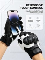 Gants de moto/vélo HAIYI en cuir respirant avec protection rigide en fibre de carbone, anti-chute, doigts entiers, sangle de poignet réglable