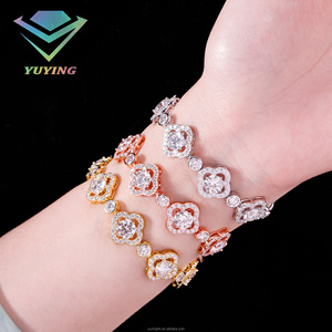 กำไลข้อมือทรงกลมดีไซน์ใหม่ ประดับเพชรโมอิสซาไนต์ VVS ชุบทอง เงินแท้ 925 ผ่านการทดสอบเพชร พร้อมใบรับรอง GRA กำไลรูปใบโคลเวอร์ - Product Image 2