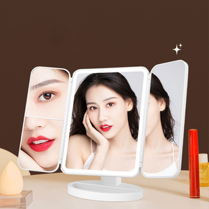 LED <b>Mirror</b> USB Rechargeable <b>Trifold</b> Magnified 3 Colors LED Makeup <b>Mirror</b> Angle Adjustable Desktop Vanity <b>Mirror</b> with Lights - Product Image 2