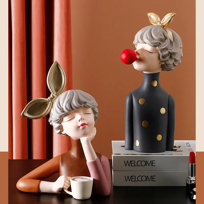 3D جميلة فتاة تمثال تمثال مصغر الحديثة الاسكندنافية النحت ديكور للطاولات غرفة المعيشة غرفة نوم ديكور مكتب ديكور المنزل