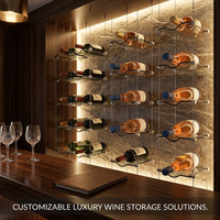 Système d'affichage de bouteilles de vin en verre sur mesure pour cave à vin, bar, restaurant et magasin de détail, solution de stockage de vin tout-en-un
