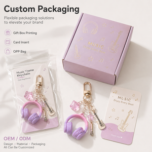 Porte-clés créatif en alliage de zinc avec motif note de musique, casque et <span class=keywords><strong>guitare</strong></span>, breloque pour téléphone, sac, sac à dos, cadeau - Product Image 3