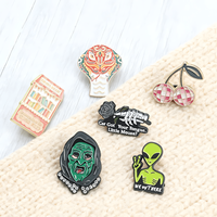 1/6pcs [고딕 크리에이티브 칼라 핀 쥬얼리] 고딕 펑크 미니멀리스트 만화 브로치, 귀여운 펑크 고딕 옷깃 배지