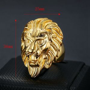 Hip Hop Punk Hayvan Aslan Su Geçirmez Kararmayan Altın Kaplama Paslanmaz Çelik Şık Moda Takı Yüzükleri Erkek Toptan 2026 - Product Image 6