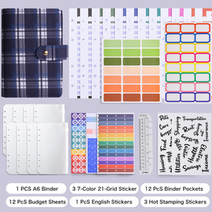 Carpeta Magnética de Cuero con Diseño Tartán Clásico, A6, de Tela Premium, con Hojas Sueltas, para Regalo, con Sobres, para Finanzas Diarias - Product Image 2