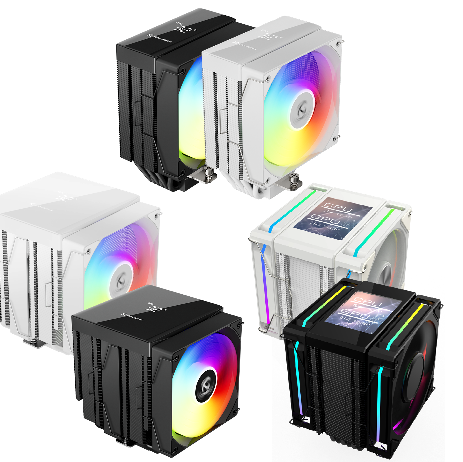Gamer-X MK Series ARGB Sync 120mm PWM Fluid Bearing CPU Cooler Aluminum Heatsink <strong>Software</strong> Control Intel LGA1700 AM5 Processor