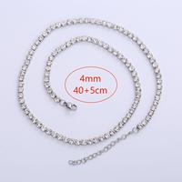 Collier Tennis Hip Hop en Argent 925 avec Zircons Blancs 3mm 4mm – Chaîne de Cou Tendance