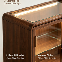 Étagère LED de luxe en noyer, coins arrondis, OEM ODM personnalisable, meubles de chambre à coucher modernes, table de maquillage