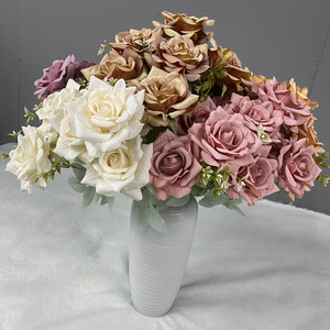 Flores Queyiyi, Ramo de Rosas Artificiales de 30cm-100cm, Decoración para Bodas y Hogar - Product Image 3